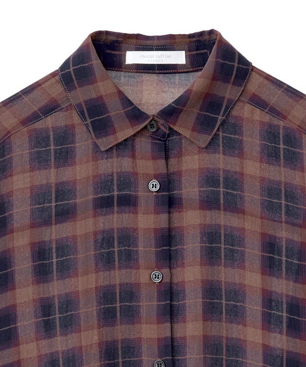 Green Parks カシュクールシアーシャツ Navy