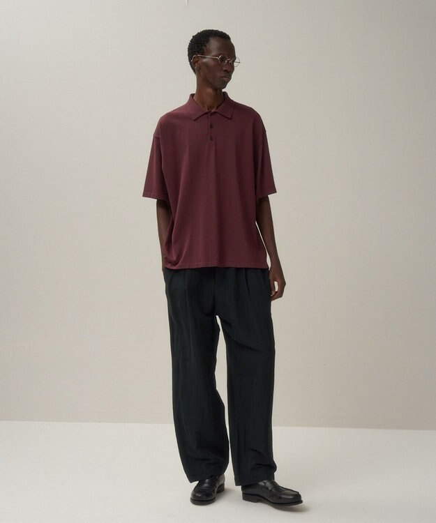ATON FRESCA KNIT | ハーフスリーブポロセーター - UNISEX BURGANDY