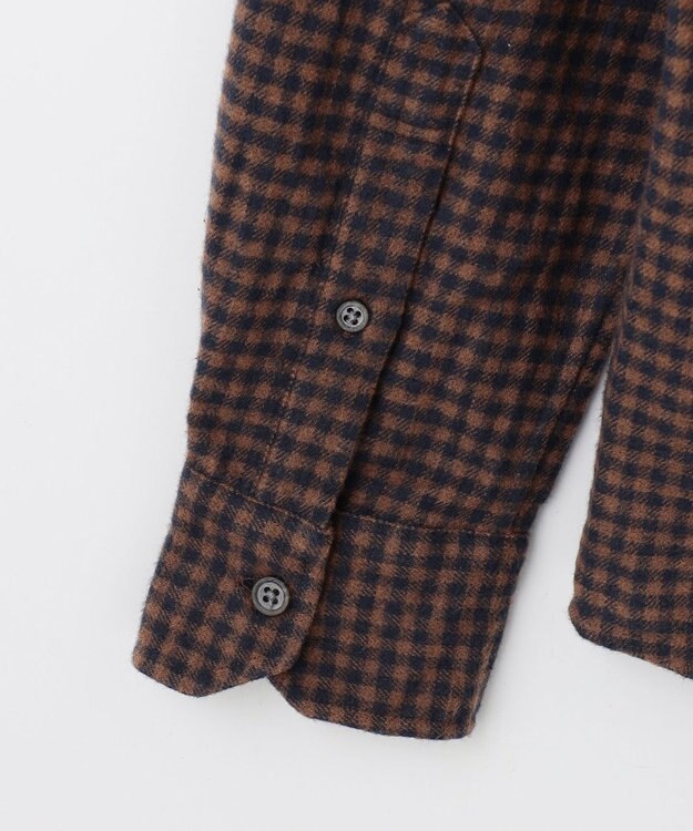 JOSEPH ABBOUD 【柔らかな肌触り/暖かい】 ラフィーコットンフランネルシャツ キャメル系3
