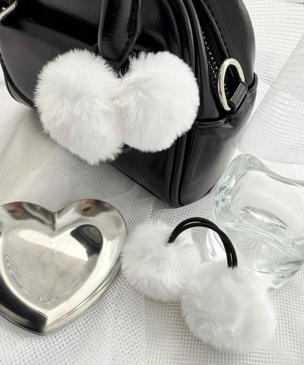 WEGO L2Pダブルポンポンヘアゴム ホワイト