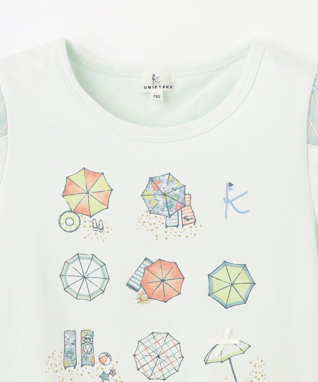 組曲 KIDS 【110-140㎝】【UVケア】パラソルアート Tシャツ ライトグリーン系