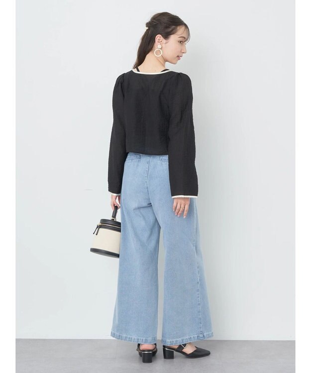 earth music&ecology シアーパイピングシャツ Black