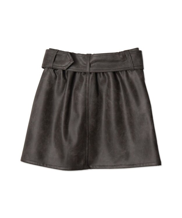 WEGO ベルト付ヴィンテージライクFレザーミニスカート ダークグレー