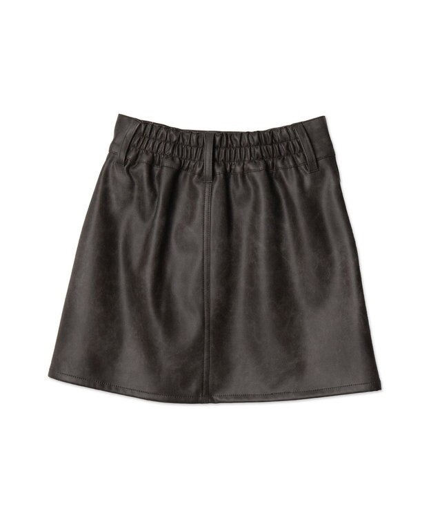 WEGO ベルト付ヴィンテージライクFレザーミニスカート ダークグレー