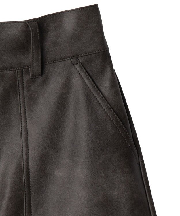 WEGO ベルト付ヴィンテージライクFレザーミニスカート ダークグレー