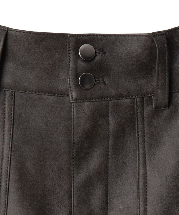 WEGO ベルト付ヴィンテージライクFレザーミニスカート ダークグレー