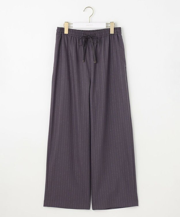 ANY SIS 【洗える】ラメキライージードロスト パンツ チャコールストライプ