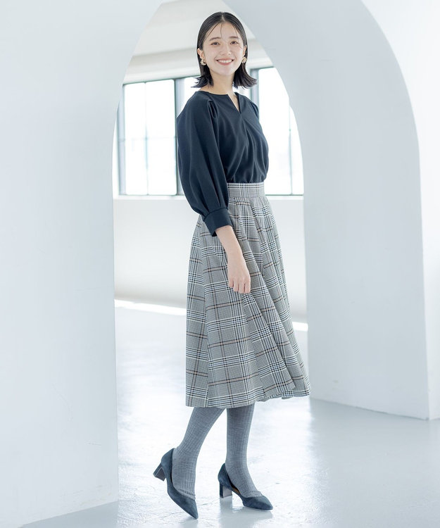 組曲 タックスリーブカルゼ カットソー ブラック系