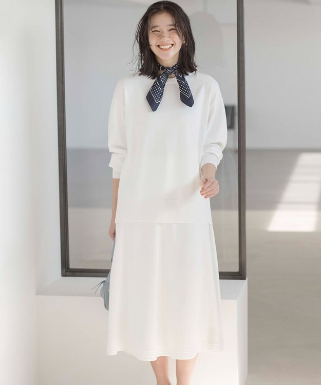 組曲 【セットアップ着用可・WEB限定カラーあり】MINA ニットフレアスカート 【WEB限定】パールホワイト系9