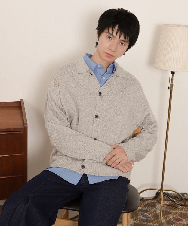 WEGO ブークレボタンカーディガン ライトグレー