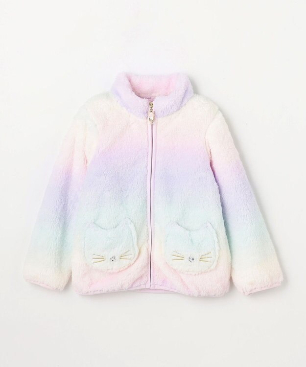 ANY KIDS 【ドッキング可能】ネコボアブルゾン ラベンダー×レインボー