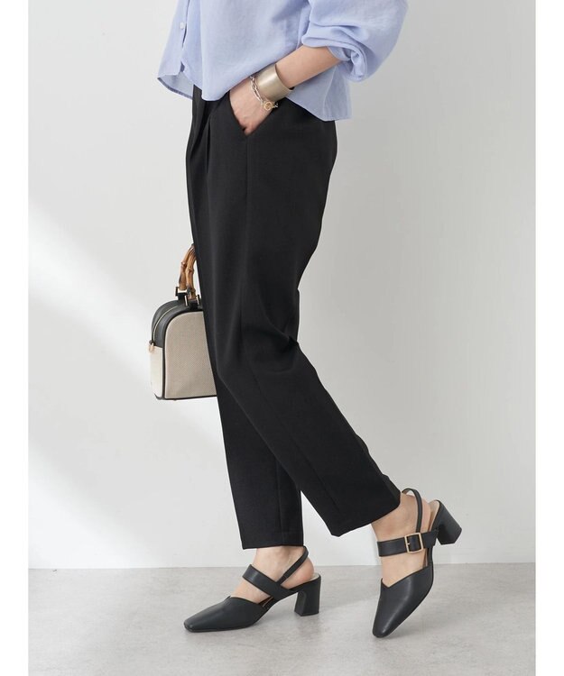 earth music&ecology 接触冷感テーパードパンツ Black