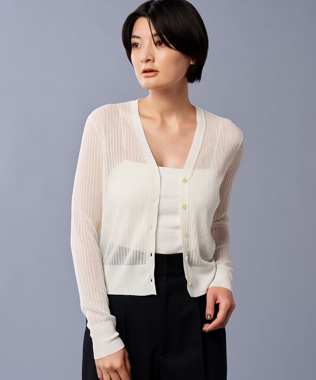 uncrave シアー リブ ニット カーディガン（uncrave STANDARD） オフ