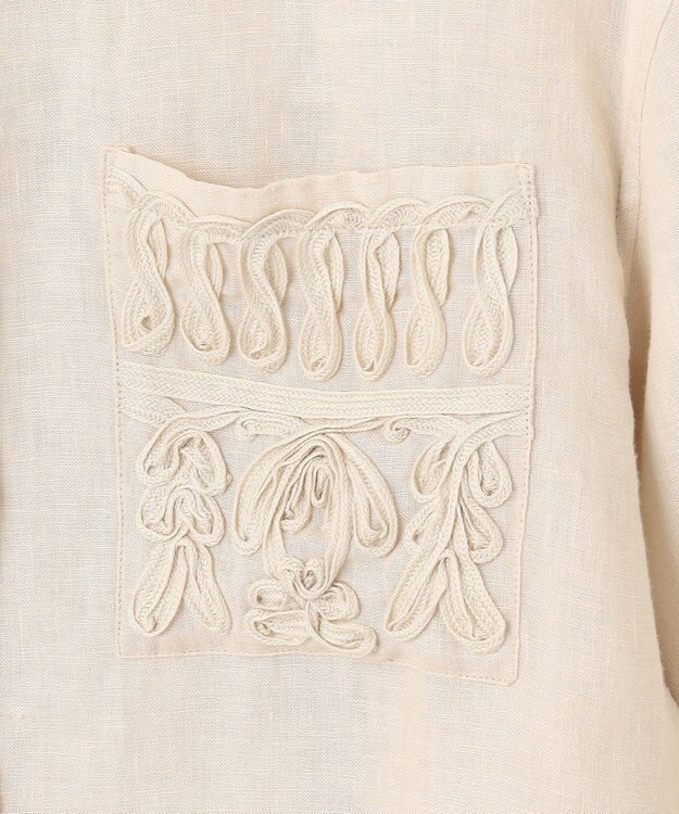 23区 【洗える】LIBECO クロップド シャツ ベージュ