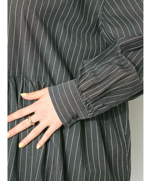 CRAFT STANDARD BOUTIQUE ペプラムブラウス（長袖） Stripe Black