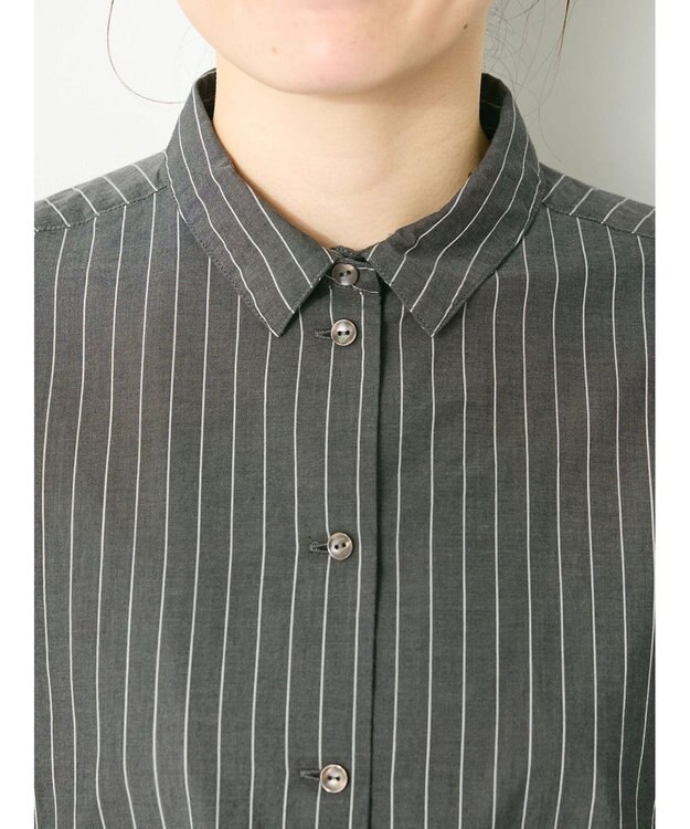 CRAFT STANDARD BOUTIQUE ペプラムブラウス（長袖） Stripe Black