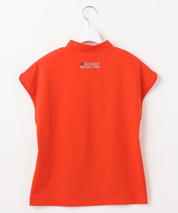 23区GOLF 【WOMEN】新色追加！【吸水速乾/UVカット】フレンチスリーブロゴモックネック オレンジ系