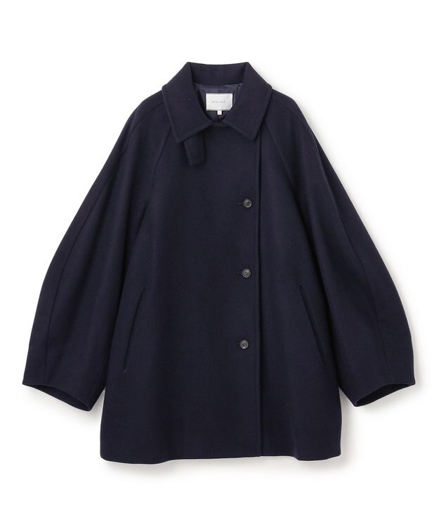 BEIGE， GABELLE / ミドル丈スタンドカラーウールコート Navy