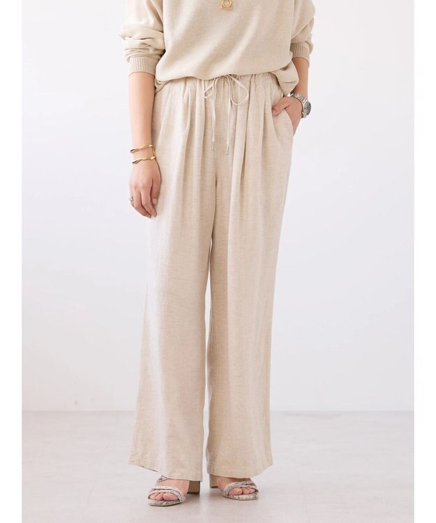 AMERICAN HOLIC 接触冷感リネンブレンドワイドパンツ Light Beige