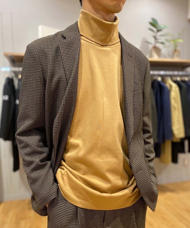 KASHIYAMA 【シルケット加工】コットンタートルネックカットソー キャメル