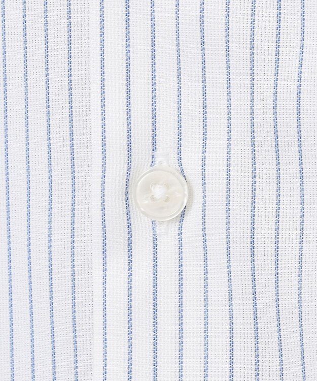 GOTAIRIKU 春夏向け【形態安定】SUMMERPREMIUMPLEATS_スナップダウンカラー 半袖ドレスシャツ(25年モデル) 白地×ネイビーストライプ