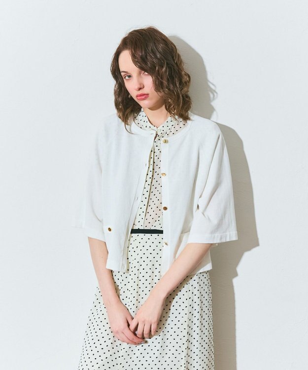 GRACE CONTINENTAL ハイツイストコットンカーディガン ホワイト