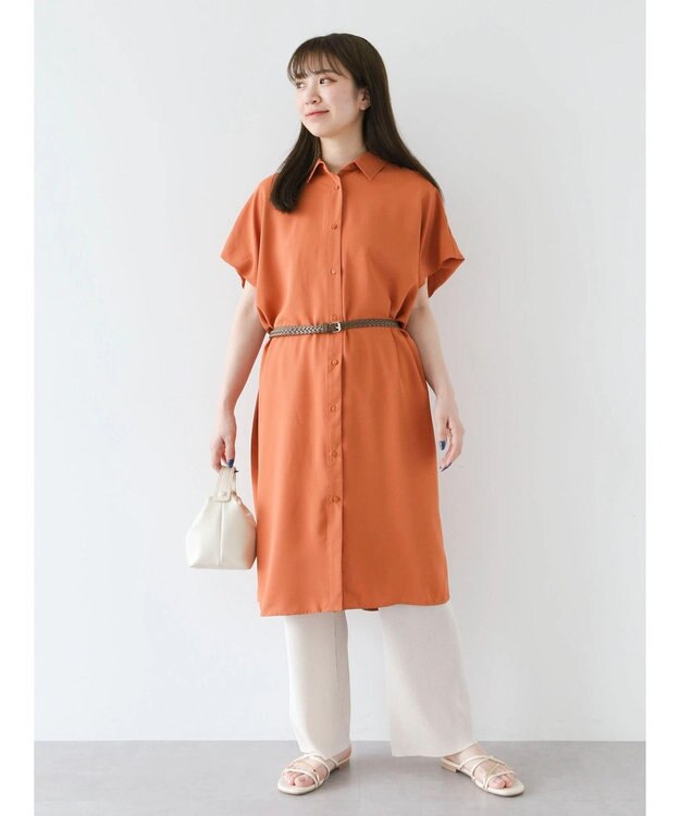 Green Parks ＳＥＴ２点　合皮ベルト＋ミディシャツワンピース Green