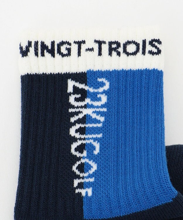 23区GOLF 【MEN】カラーブロック レギュラーソックス ネイビー系