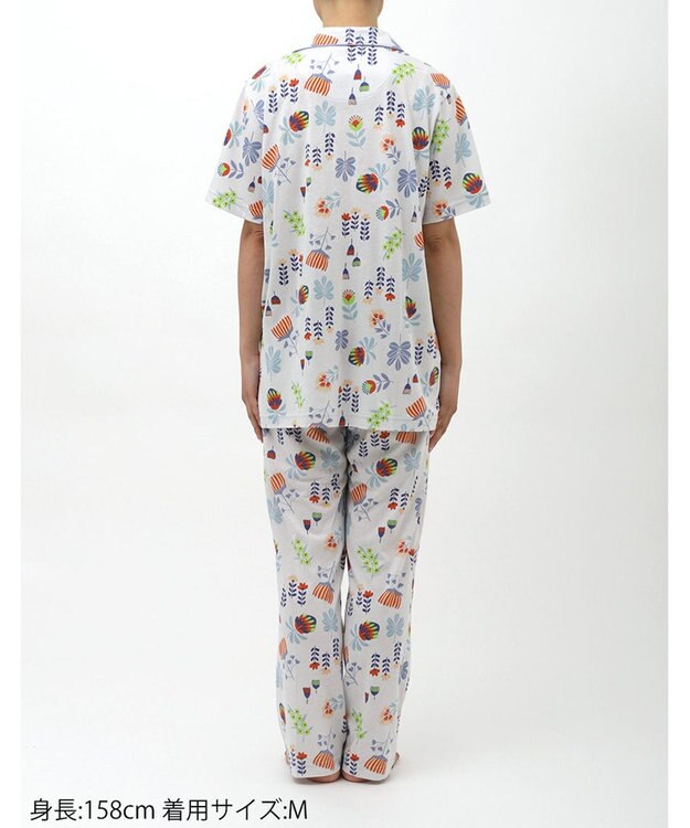 Wing ウイングスリープ パジャマ 5分袖 長ズボン 綿レーヨン天竺素材 レディース EP8024 ウイング／ワコール グレー