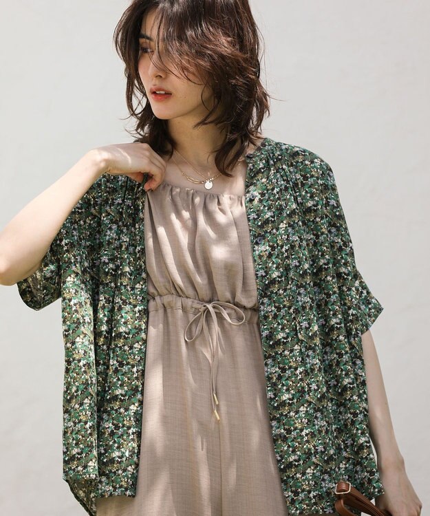 Green Parks Ｉ　アソート柄さらっとレーヨンブラウス Flower Black