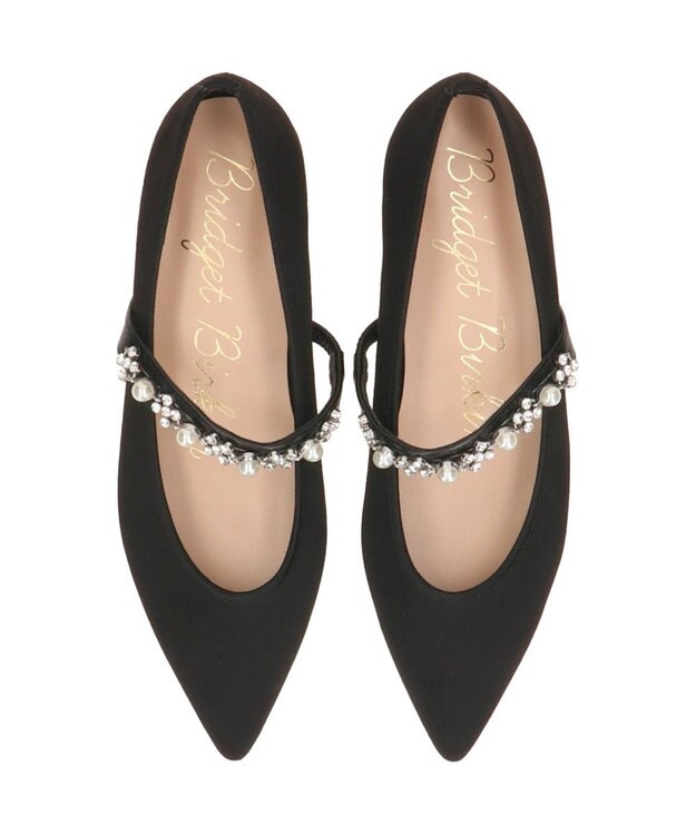 Bridget Birkin ＜抗菌消臭＞【Bridget Birkin】キラキラストラップポインテッドパンプス ブラックスウェード