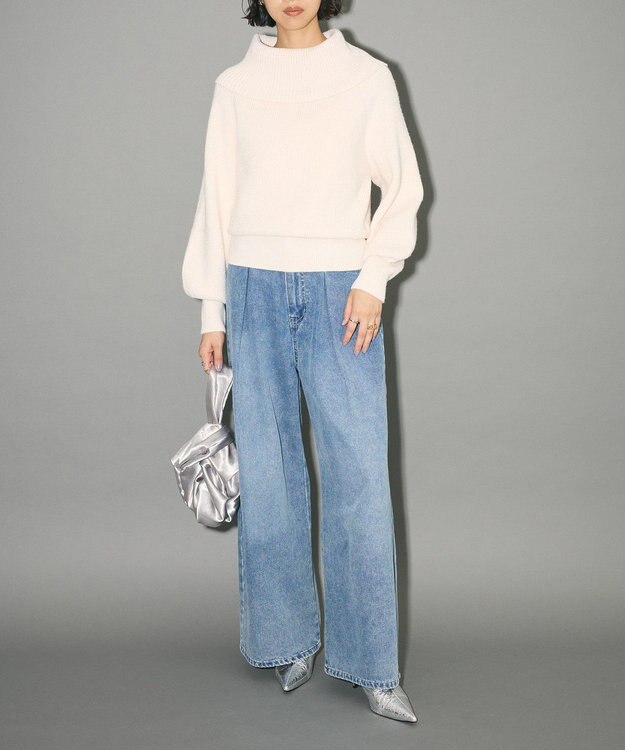 Green Parks オフショルダーニット Off White