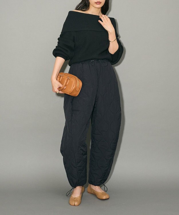 Green Parks オフショルダーニット Black