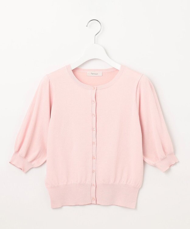 Feroux 【接触冷感・UVカット】ハーフスリーブ カーディガン ピンク系