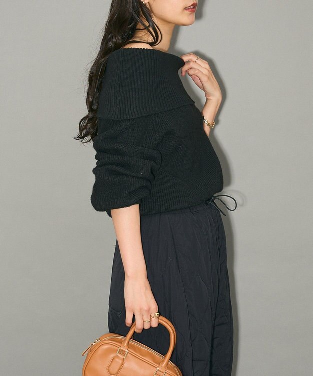 Green Parks オフショルダーニット Black