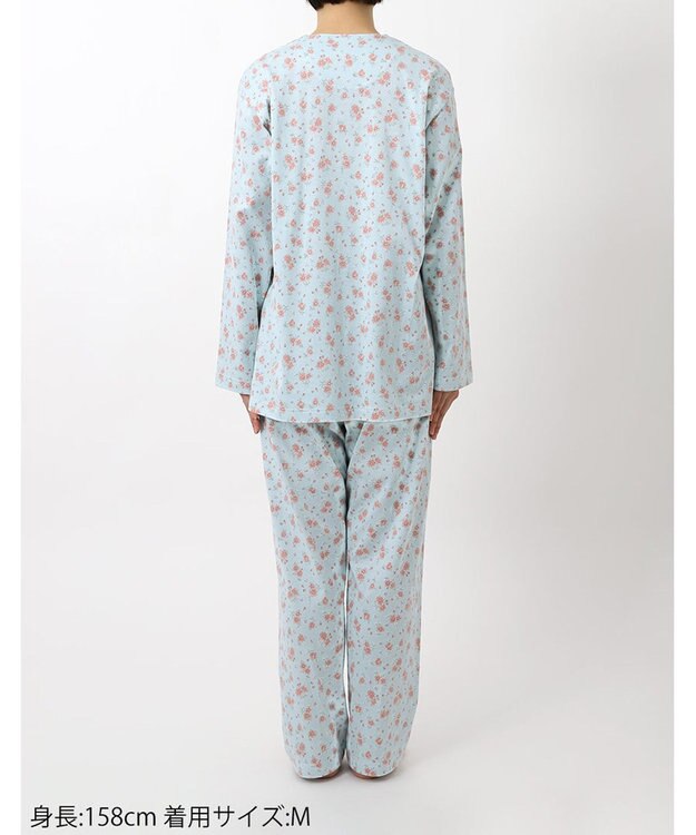 Wing パジャマ 長袖 長ズボン 綿100%(本体) レディース EP6008 ウイング／ワコール サックス
