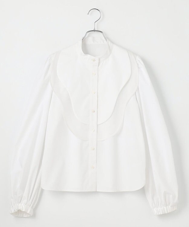 #Newans 【洗濯機可能】ウェイビービブデザインブラウス ホワイト