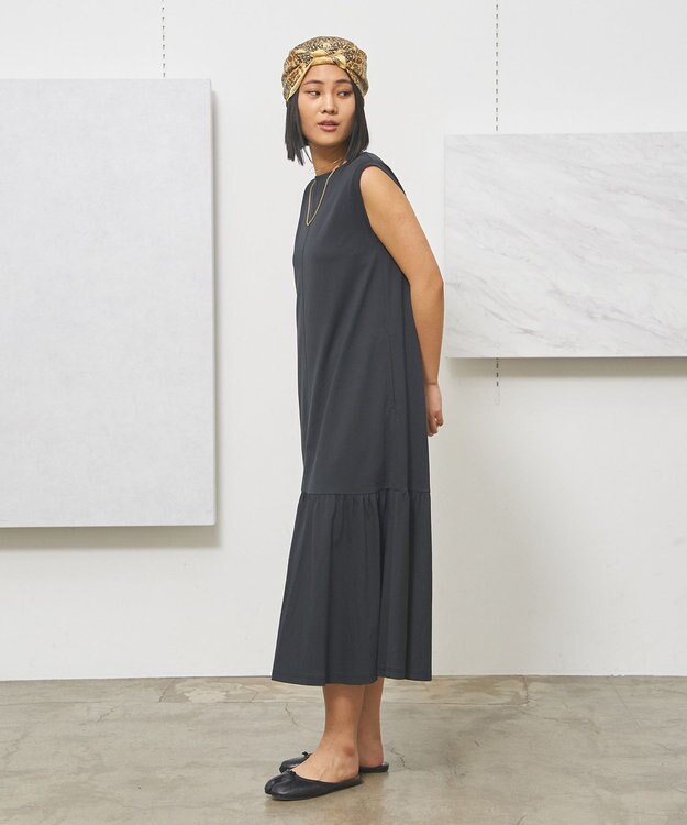 J.PRESS YORK STREET 【WOMEN】フレアギャザー ワンピース ブラック系