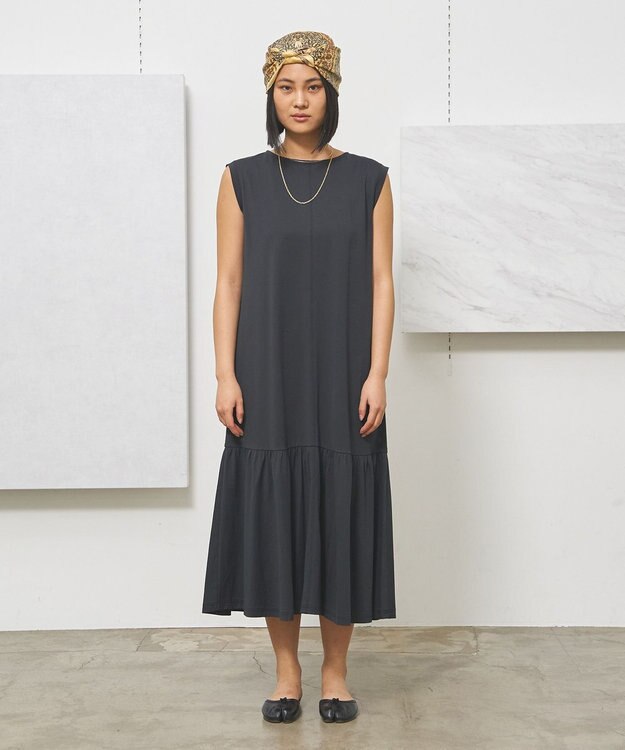 J.PRESS YORK STREET 【WOMEN】フレアギャザー ワンピース ブラック系