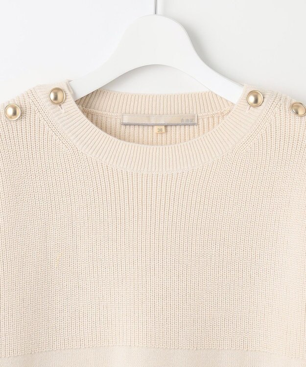 自由区 【洗える】ウールミックス フレンチマリン風ニット アイボリー系