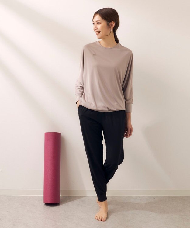 OP／FILA 【Kappa】フィットネスウェア 上下セット 長袖Ｔシャツ＋ロングパンツ ベージュ