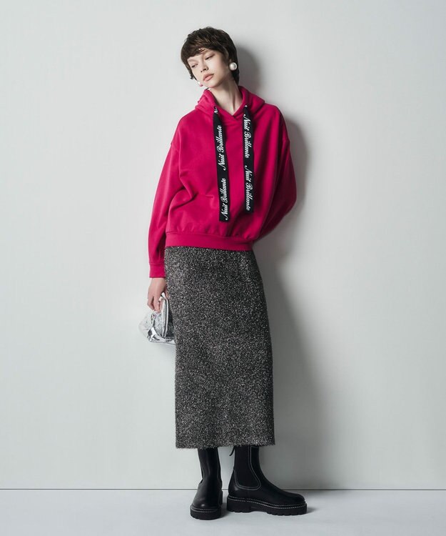 GRACE CONTINENTAL フェザーヤーンシャイニースカート シルバー