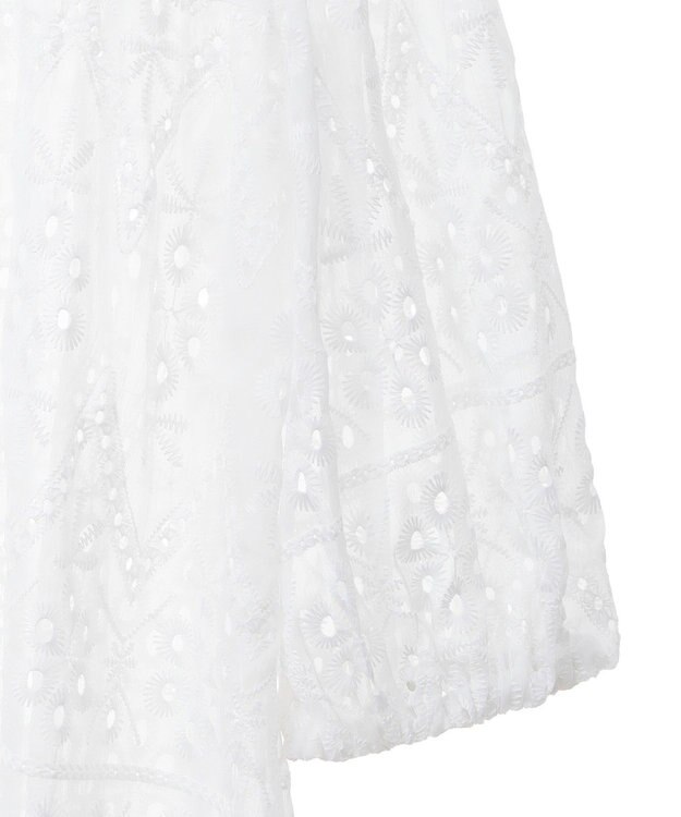 earth music&ecology パフスリーブ楊柳刺繍チュニック White