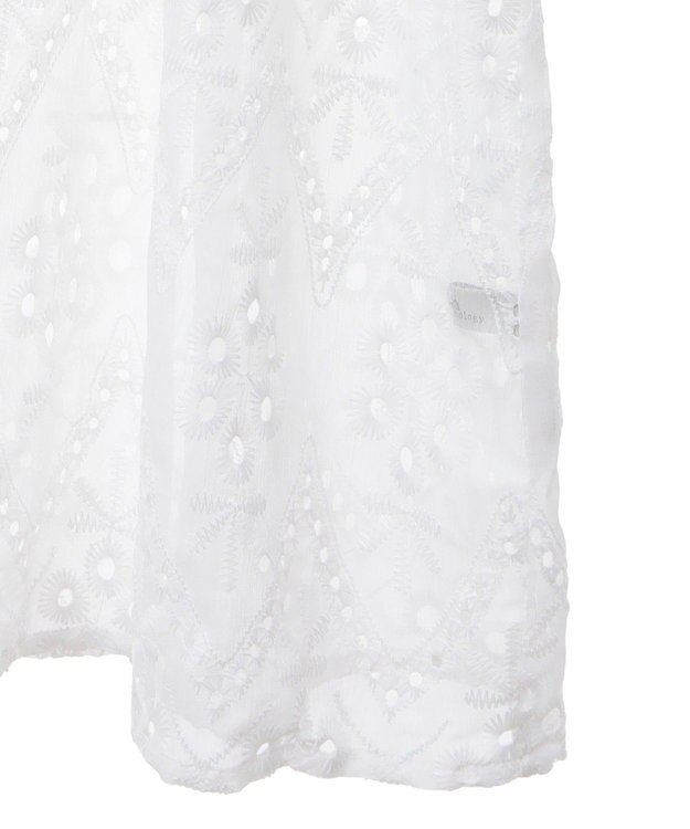 earth music&ecology パフスリーブ楊柳刺繍チュニック White