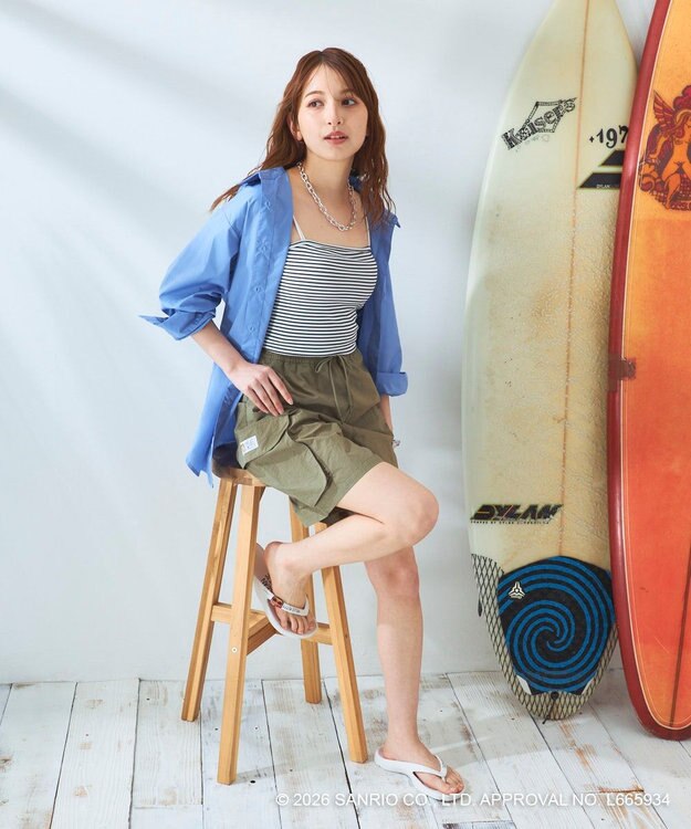 OP／FILA 【Ocean Pacific×ハローキティ】水陸両用ハーフパンツ カーキ