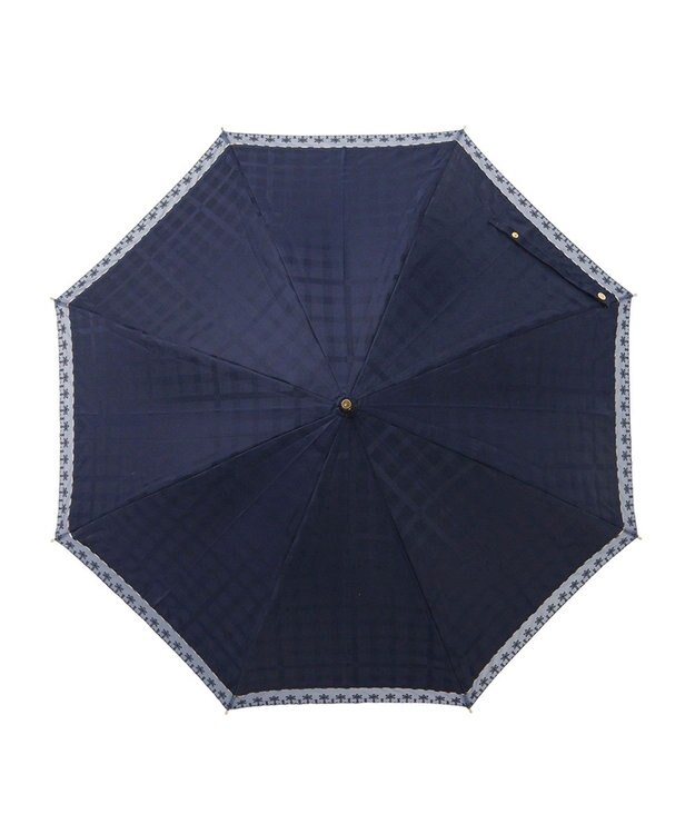 MOONBAT DAKS(ダックス) 晴雨兼用日傘 長傘 ハウスチェックジャカード×オーガンジーレース ネイビーブルー