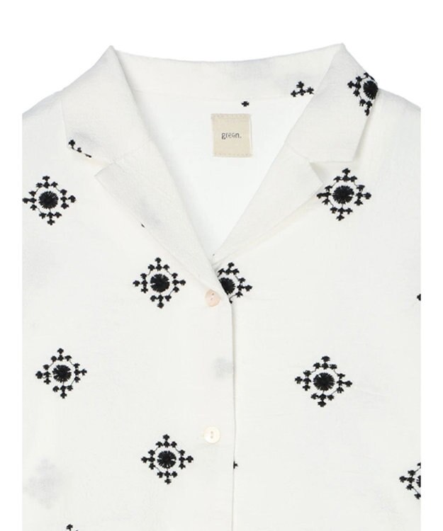 CRAFT STANDARD BOUTIQUE パネル刺繍開襟シャツ Off White