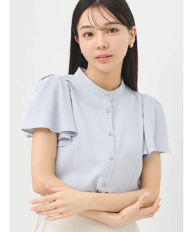 earth music&ecology ラッフルブラウス Light Gray