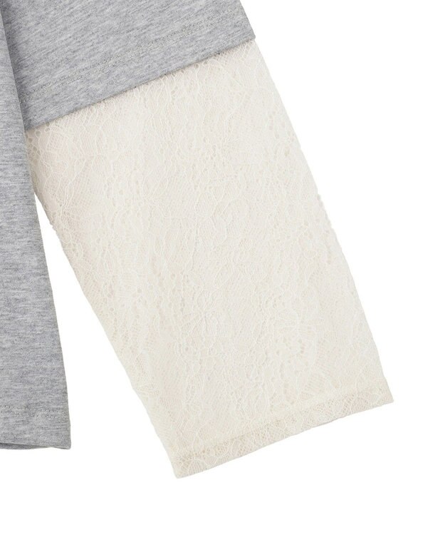 Green Parks 袖レースドッキング長袖ロゴＴシャツ Gray Mixture