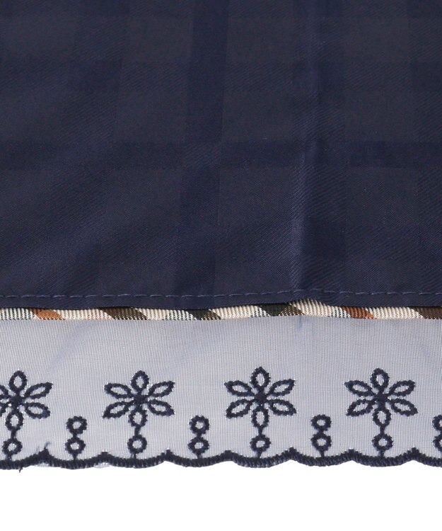 MOONBAT DAKS(ダックス) 晴雨兼用日傘 長傘 ハウスチェックジャカード×オーガンジーレース ネイビーブルー